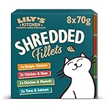 Lily’s Kitchen Nass Katzenfutter für Shredded Fillets 48er Pack (48 x 70g) Multipack