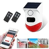 WiFi Solar Outdoor Bewegungsmelder Alarm, 130db Fernbedienung Tuya APP Fernüberwachung...