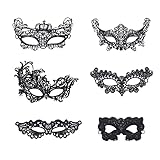 OVISEEN 6 Stück Damen Spitze Maske, Venezianische Maske Sexy Lace Maske Schwarz...