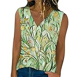 NHNKB Shirts Damen Sommer Frauen Tanktops V-Ausschnitt Casual Top Shirt Flowy Sommer...