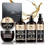 Argan Deluxe Haarpflege Set für Damen und Männer - Arganöl Shampoo, Conditioner,...