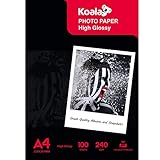 Koala Inkjet Hochglänzend Fotopapier DIN A4, 240 g/m², 100 Blatt, für Canon...