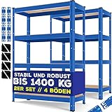 MASKO® 2er-Set Lagerregal Schwerlastregal, Kellerregal, 160 x 80 x 40 cm, bis 700 kg...