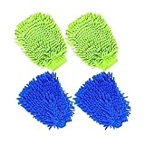 HHZZXCDH Pack of 4 Waschhandschuh Auto Waschhandschuh Microfibre Car Wash Mitt Absorbent...