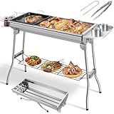 Holzkohlegrill XXL,118 * 33 * 72cm, Klappgrill, Campinggrill, Picknickgrill, aus...