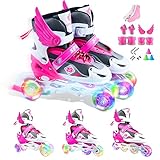 Verstellbar Inline Skates für Jungen Mädchen Anfänger，3 in 1 Rollschuhe Triskates...