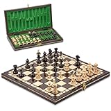 Schachspiel Schach Schachbrett Holz hochwertig 35 x 35 cm - Chess Board Set klappbar mit...