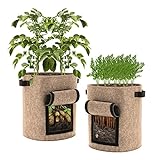 Kartoffel Pflanzsack beige - 2er Set/je 40 L - Vlies Pflanzbeutel mit...