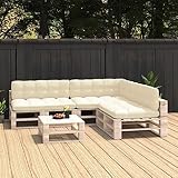 Annlera Palettensofa-Auflagen 7 STK. Creme Palettenkissen Outdoor Lounge Kissen...