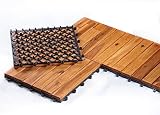 BURI 1m² Holzfliesen Terrassenfliesen Fliesen Holz Mosaik 30x30 cm - Balkonfliesen...