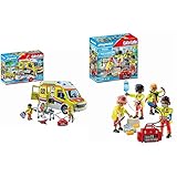 PLAYMOBIL City Life 71202 Rettungswagen mit Licht und Sound, Spielzeug für Kinder ab 4...