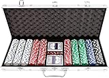 Invero 500-teiliges klassisches Deluxe-Poker-Set – enthält 11,5 g farbige Chips,...