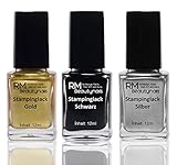 Stampinglack Set 3x12ml Gold Schwarz Silber Stamping Lack Nagellack Nail Polish...