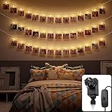 CozyHome LED Foto Lichterkette mit Klammern - 30 LED Strombetrieben Warm-Weiß 6...