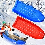 Popolic Bobs Schlitten 2PCS | Großer Schneegleiter 3 Personen Outdoor Schlitten...