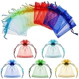 Abeillo 50 Stück Organzasäckchen 7 x 9 cm Kleine Organzabeutel, Bunt Organza Taschen mit...