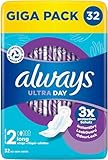 Always Ultra Binden Damen Gr. 2, Long (32 Damenbinden mit Flügeln) Giga Pack, dünn und...