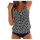 Set Damengröße Print Back Plus Riemchen Zwei Swimdress Badeanzüge Swimwears Tankinis...