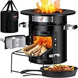 KESSER® Raketenofen Inkl. Grillpfanne aus Gusseisen mit Tragetasche, Dutch Oven BBQ...