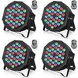 U`King 4PCS Wiederaufladbar LED Par Strahler, RGB 36 LED Bühnenlicht mit Fernbedienung...