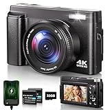 Digitalkamera 4K, 48MP 16X Autofokus Digitalzoom Fotokamera, 3 Zoll 180° Flip LCD Screen...