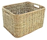 Aufbewahrungskorb aus Rattan und Schilfstroh, groß, 46x36x28 cm, Schrankkorb,...