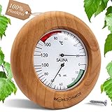 WOHLSCHMIEDE- Sauna Thermometer Hygrometer analog aus Holz (Birke, Erle oder...