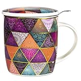 Phoenix Import Teetasse Patchwork mit Sieb und Geschenkkarton