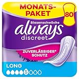 Always Discreet Inkontinenzeinlagen Long, 80 Binden (4 x 20 Stück) Monatspaket, diskreter...