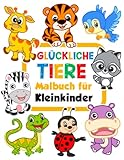 Glückliche Tiere Malbuch für Kleinkinder: 100 lustige Tiere. Einfaches Malbuch...