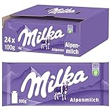 Milka Alpenmilch Tafel 24 x 100g, Zarte Milka Alpenmilch Tafelschokolade, Noch...