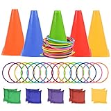 BUYGOO 30Pcs 3 in 1 Ringwurfspiel Wurfspiel Outdoorspiele Ringwurfspiel Ringe...