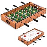 DREAMADE 2 in 1 Multi- Spieltisch, Mini Kickertisch Air Hockeytisch aus Holz & Eisenrohr,...