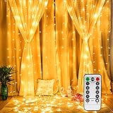 Vegena LED USB Lichtervorhang 3m x 3m, 300 LEDs Lichterkettenvorhang mit 8 Modi...