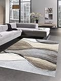 CARPETIA Designer Teppich Moderner Teppich Wohnzimmerteppich Kurzflor braun grau...