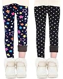 Domee Mädchen Leggings Gefüttert Thermoleggings Winter Warme Hosen 2er-Pack Sterne und...