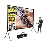 Beamer leinwand(150 '), Projektion Leinwand mit Ständer 16: 9 HD Faltbare...