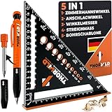 5-in-1 Zimmermannswinkel Winkelmesser Anschlagwinkel - Inkl. Tieflochmarker -...