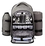 Hap Tim Picknickrucksack 4 Personen Picknickset mit Kühlfach, abnehmbarem...