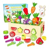 Montessori Spielzeug für Kinder Karottenernte Holzspielzeug 7-in-1 Farmspiel...