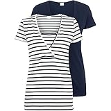 MAMALICIOUS Damen Mllea Org Tess Mix Top Nf 2pa Noos A. T Shirt, Pack:striped Snow White...