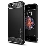 Spigen Rugged Armor Hülle Kompatibel mit iPhone SE, iPhone 5s und iPhone 5 -Schwarz