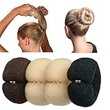 VEGCOO 4 Stück Donut Duttkissen Donut Hair Bun Maker​Set Haarstyling Frisurenhilfe Set...