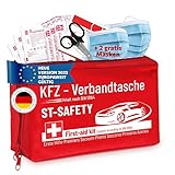 ST-SAFETY Erste Hilfe Set Auto [Din 13164] inkl.2x med.Gesichtsmasken-Verbandskasten Auto...