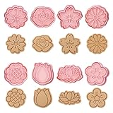 8 Stück Kunststoff Keks Ausstecher, Ausstechform Blume, Pink Cookie Cutter,...