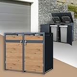 ML-Design Mülltonnenbox 2 Tonnen, 240L, 132x80x116,3cm Anthrazit-Eichenoptik, Stahl,...