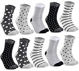 10 Paar Socken Damen 39-42, Strümpfe damen Baumwolle Lange Ringelsocken, Bunte...