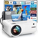 Beamer, Beamer 4K 16000 Lumen Beamer Full HD 1080P, 5G WiFi Bluetooth Beamer 4K Heimkino,...