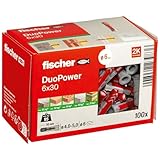 fischer DuoPower 6 x 30 S, Universaldübel mit Sicherheitsschraube, 2-Komponenten-Dübel,...