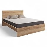 IDMarket - Bettwäsche-Set für Doppelbett Omaha inkl. Lattenrost, 160 x 190 cm, Buche und...